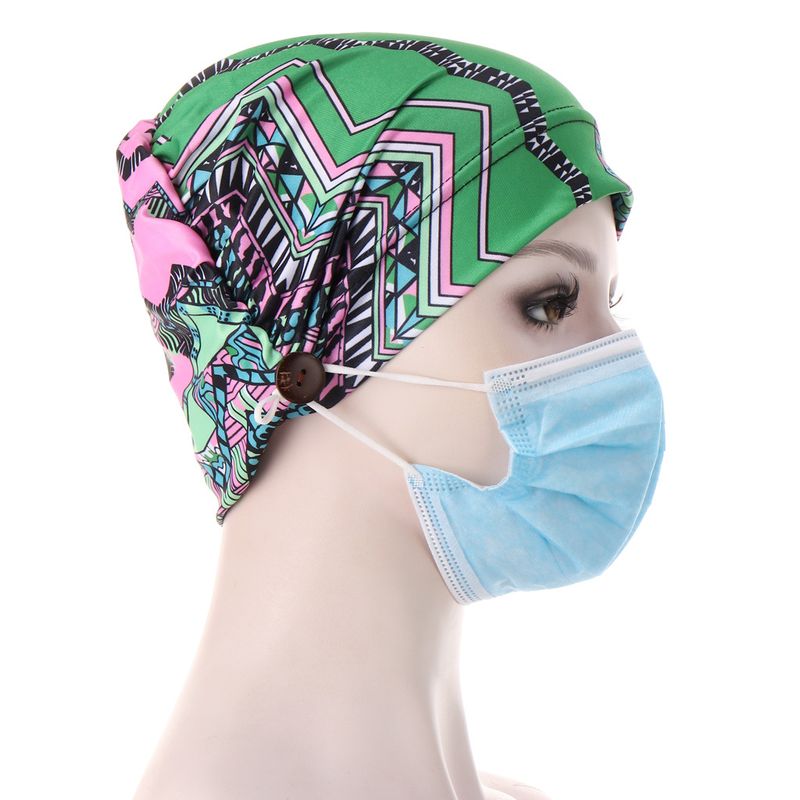 Gorro con base estampada de cuero sintético y botones, turbante Baotou, gorro de lino con cristales y varios colores para quimioterapia_voghion.com