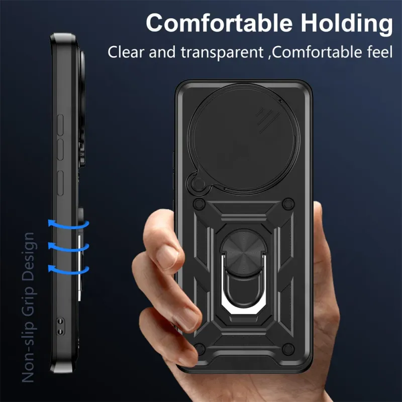Case For Xiaomi Redmi Note 14 13 Pro Plus 4G 5G Redmi Note 13 Pro 13T 14T Slide Camera Protector 360 Ring Armor PC Hard Cover_voghion.com