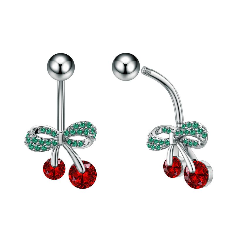 Anello per ombelico in zircone con perla di ciliegia, da donna, a forma di freccia a forma di luna nel cuore, in acciaio inossidabile_voghion.com
