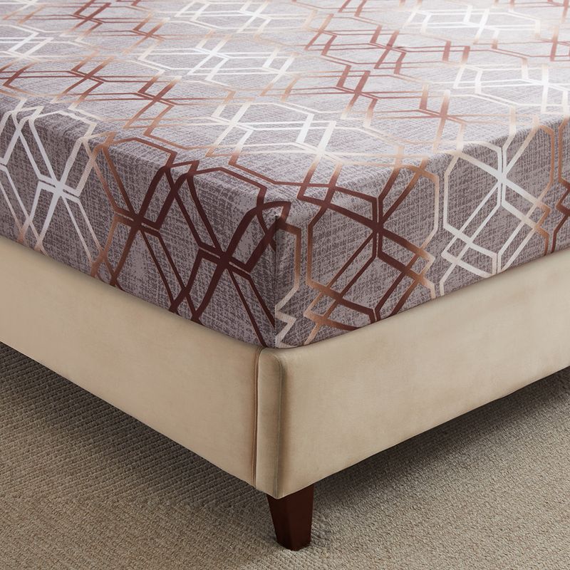 Drap-housse géométrique en nid d'abeille or rose - Housse de lit en polyester imprimé 3D (taille Queen/King, poche profonde, infroissable, style hôtel de luxe)_voghion.com