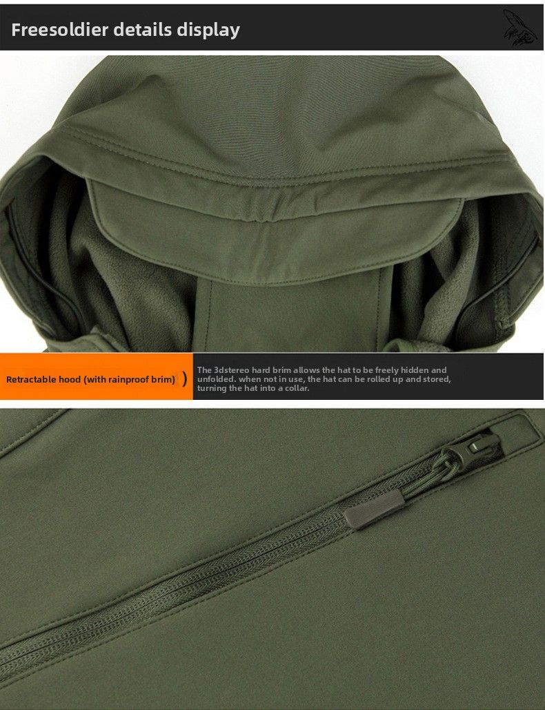 Chaqueta de invierno para hombre Shark Skin Soft Shell con forro polar, cálida, impermeable, cortavientos, para montañismo, esquí y ciclismo._voghion.com