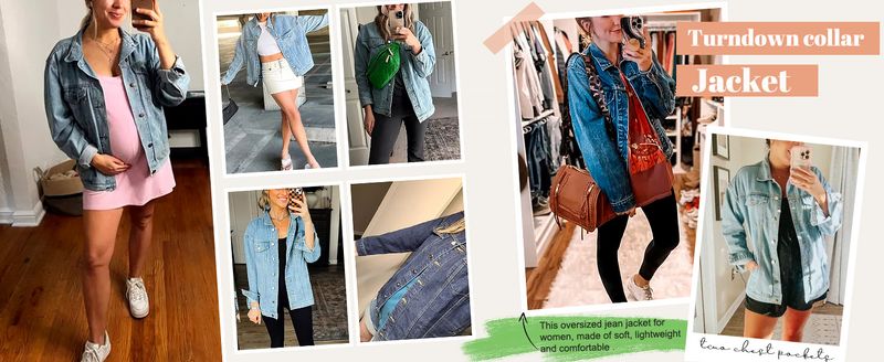 Vintage-Jeansjacke für Damen und Herren – Langarmhemd aus Baumwollmischung im Used-Look mit Knopfleiste und Brusttaschen (Hellblau, Dunkelblau, Schwarz)_voghion.com