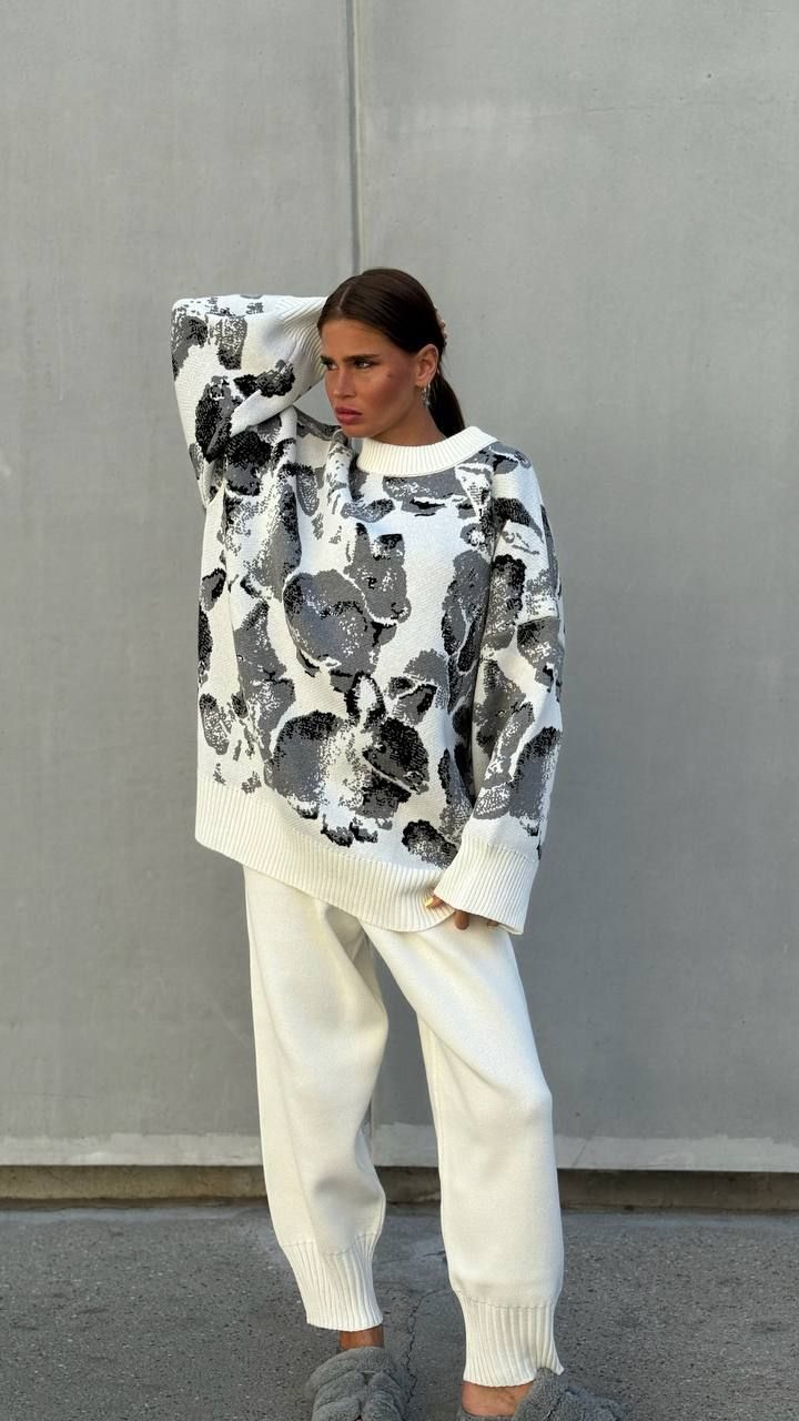 Abbigliamento da donna nuovi abiti caldi casual per donna maglione primaverile di alta qualità con colori a contrasto pantaloni dritti abito in due pezzi intimo_voghion.com