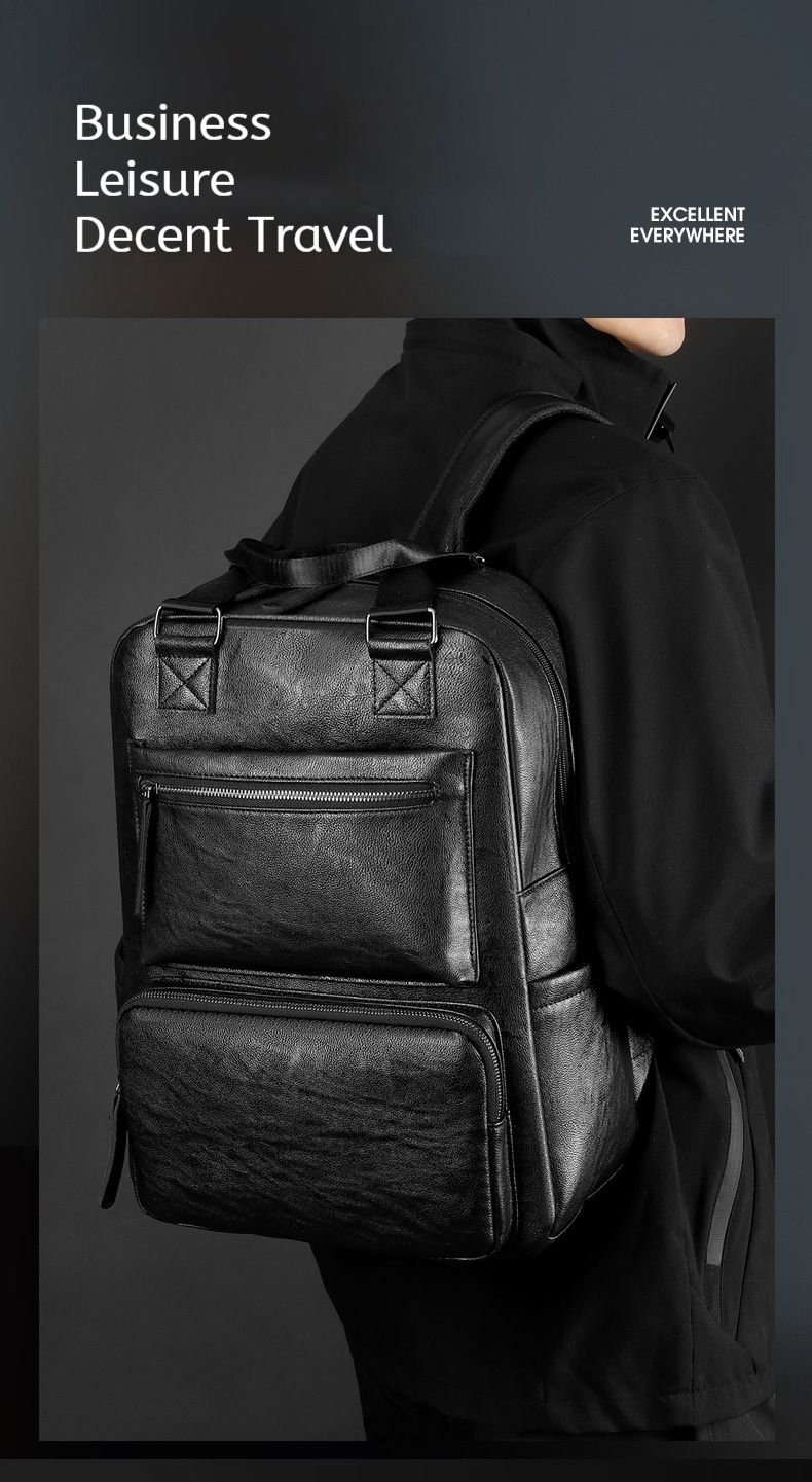 Retro Men's High-end Business Backpack, Large Capacity Trendy Outdoor Travel Bag, Commuting Computer Backpack_voghion.com