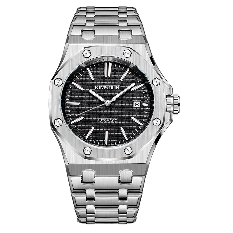 Kingston Oak Series Helautomatisk Mekanisk Klocka Herr Vattentät Mode Stålband Herrklocka_voghion.com
