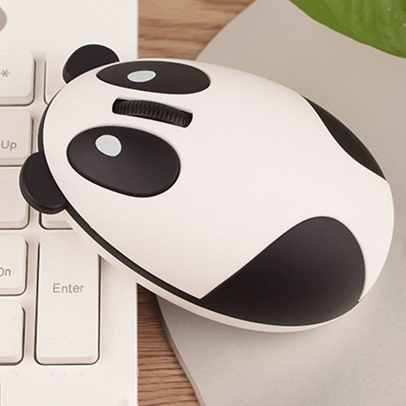 Farfi Wireless Cute Panda Design ABS Mute 2.4G 1200DPI Plug Play Optical Mouse for Desktop_voghion.com