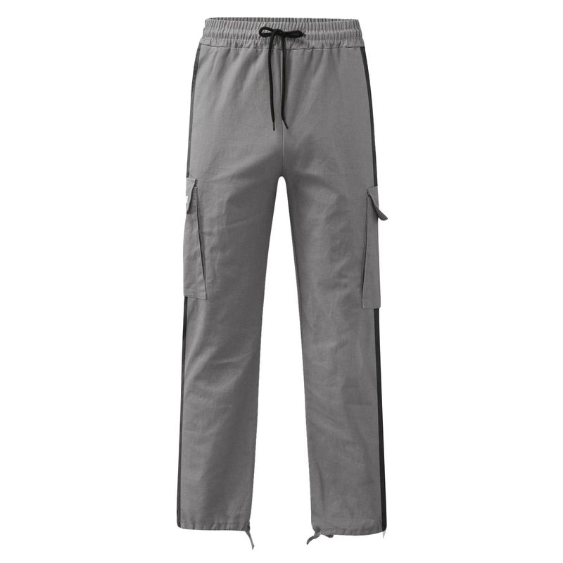 Pantaloni cargo da uomo nuovi, primavera-autunno 2025, con coulisse e design a blocchi di colore_voghion.com