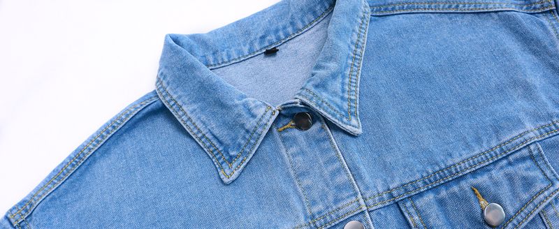 Vintage-Jeansjacke für Damen und Herren – Langarmhemd aus Baumwollmischung im Used-Look mit Knopfleiste und Brusttaschen (Hellblau, Dunkelblau, Schwarz)_voghion.com