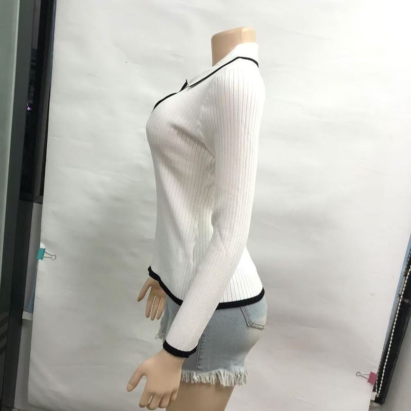 Maglione a collo alto a maniche lunghe a coste, vestibilità slim, in maglia da donna, per le tendenze della moda autunno inverno_voghion.com