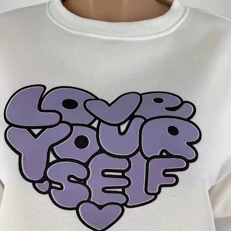 Women's fashion casual printed shorts two-piece set plus fleece long-sleeved hoodie set_voghion.com