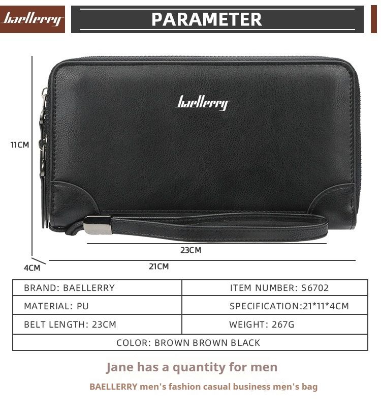 Geldbörse, neue hochwertige multifunktionale Geldbörse mit großem Fassungsvermögen für Herren – lange Clutch mit Doppelreißverschluss, stilvolles und praktisches Design, für den täglichen Gebrauch geeignet_voghion.com