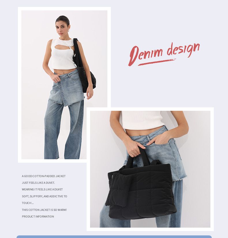 Quilted Puffer Tote Bag For Women - Large Capacity Soft Cloud Shoulder Bag With Nylon Exterior, Lightweight & Stylish Handbag For Travel & Daily Use_voghion.com