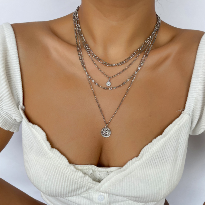Collier long à plusieurs rangs pour femme - Pendentif au design de niche, chaîne élégante pour clavicule avec une touche de luxe_voghion.com