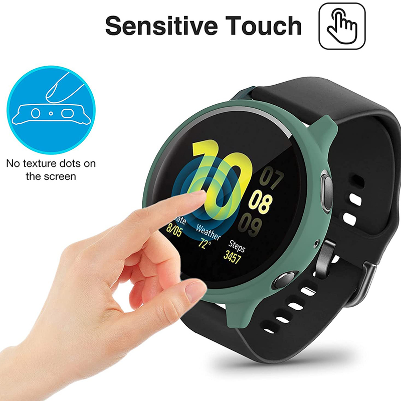 Matēts vāciņš Samsung Galaxy Watch Active 2 korpusam (44 mm, 40 mm), visaptverošs pārklājums, aizsargājoši buferi, stikla ekrāna aizsargs_voghion.com