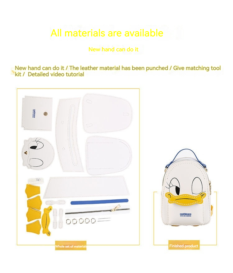 DIY Weiblicher Cartoon, handgemachte gewebte selbstgemachte Materialtasche, süßer Rucksack, Geschenk für Freundin_voghion.com