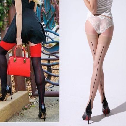 2025d Garnelenstrümpfe Sexy Rücken Vertikale Linie Mittellinie Lange Hohe Röhre Rutschfeste Socken Bis Zum Oberschenkel_voghion.com