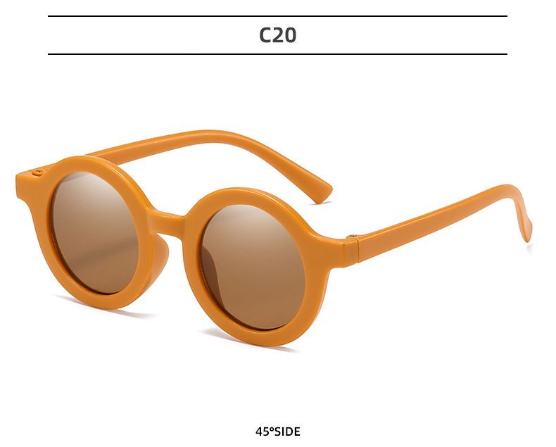 Gafas de sol con montura redonda, modernas y modernas, estilo crema de Instagram, para niños, versión coreana, resistentes a los rayos UV para bebés_voghion.com