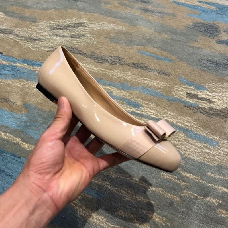 High Version Bowknot Single For Women 2025 New Style Feijia Genuine Leather Red Chunky Heel Shallow Mouth Round Toe_voghion.com