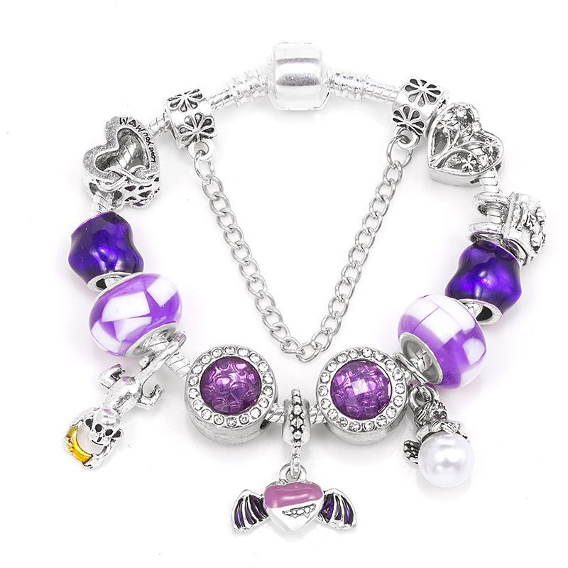 Charm Bracelets Crystal Beaded Bracelet Purple Oil Drop Love Pendant Bracelet Princess Romantic Fantasy Starry Sky Bracelet_voghion.com