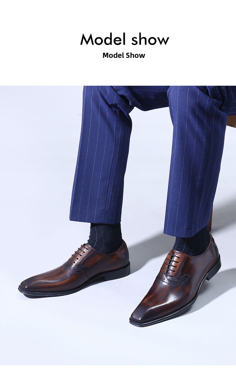 Skórzane buty męskie pierwsza warstwa skóry bydlęcej biznesowe formalne skórzane Brock rzeźbione brytyjskie zabytkowe buty ślubne garniturowe_voghion.com