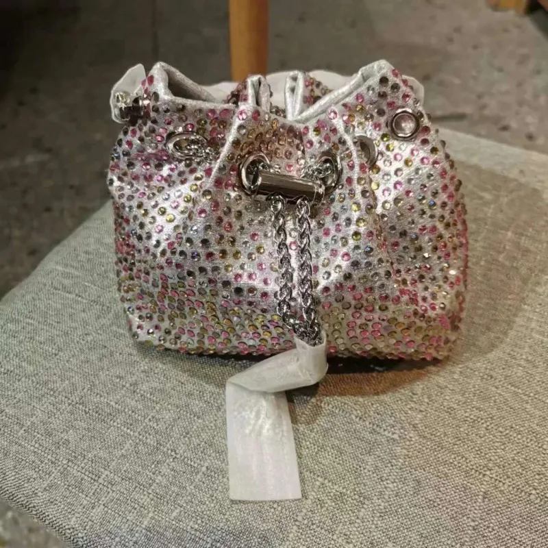 Borsa a tracolla con manico ad anello in metallo con glitter lucido Dias da sera, da donna, da festa, da sposa_voghion.com
