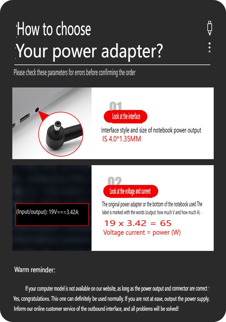 65W Power Adapter Suitable For ASUS Laptops 19V 3.42A Charger With 4.0x1.35mm Compatible With ASUS ZenBook UX325/UX425, VivoBook S15_voghion.com