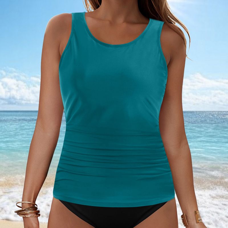 Women's Clothing Solid Color Split Swimsuit Solid Color Sexy Bikini Beach Hot Spring Swimsuit Single Top_voghion.com