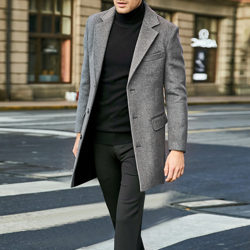 Autumn And Winter Long Double-breasted Trench Coat Men's Woolen Coat, British Men's Long-sleeved Woolen Coat Autumn Trend Suit_voghion.com