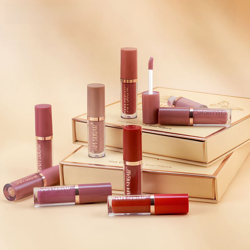 SAM SUGAR 12-Farben-Lipgloss-Set mit mattem Samt_voghion.com