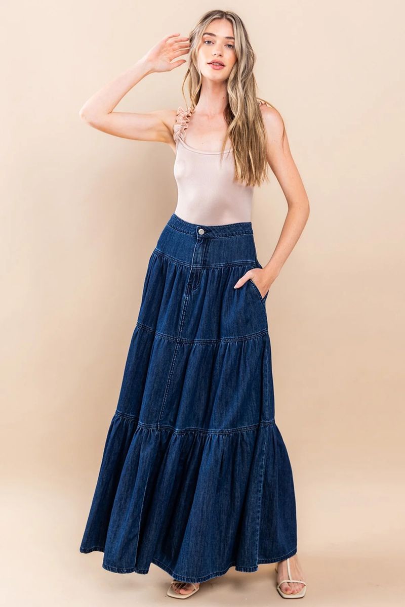 Vintage Low-Rise Denim Skirt For Women - Distressed High Waist Streetwear Mini Skirt With Ruffled Hem, Summer Casual Aesthetic, Blue Washed_voghion.com