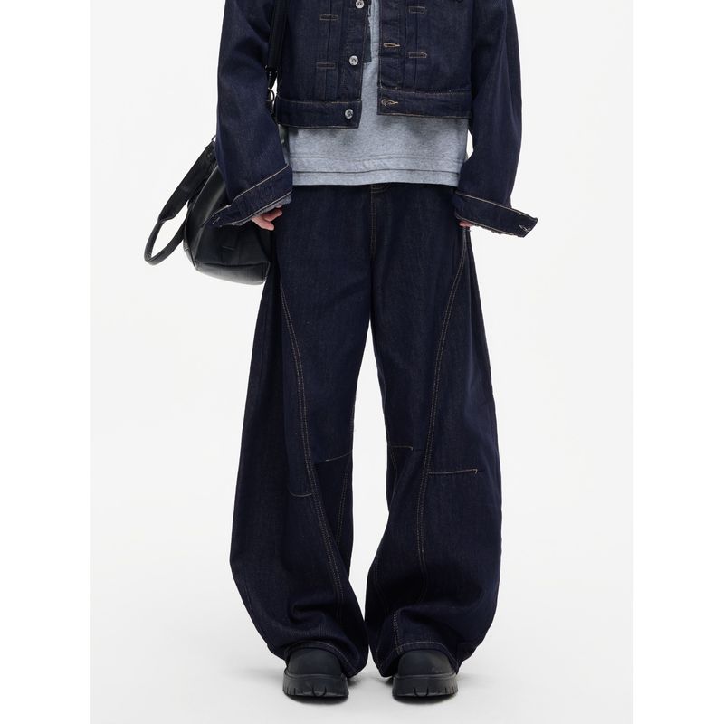 Herrenbekleidung: Set aus amerikanischer Retro-Jeansjacke und Bootcut-Jeans für Männer und Frauen – Oversized-Streetwear-Mode-Outfit für Frühling und Herbst_voghion.com