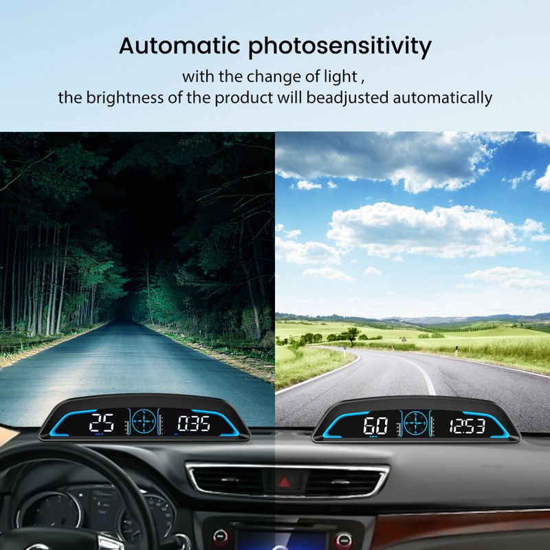 GPS Car HUD Tachimetro Head Up Display Promemoria Digitale Allarme, Tachimetro, Accessori Elettronici per Tutte le Auto_voghion.com