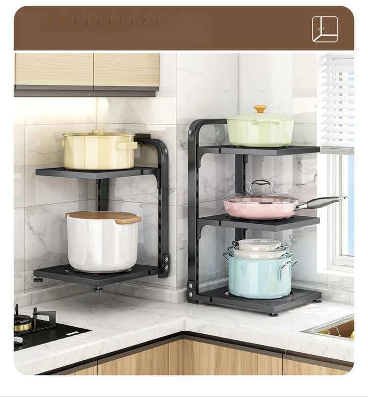 Mobiletto multifunzionale per cucina, lavello, pentola, fornello, scaffale a strati, scaffale di stoccaggio_voghion.com