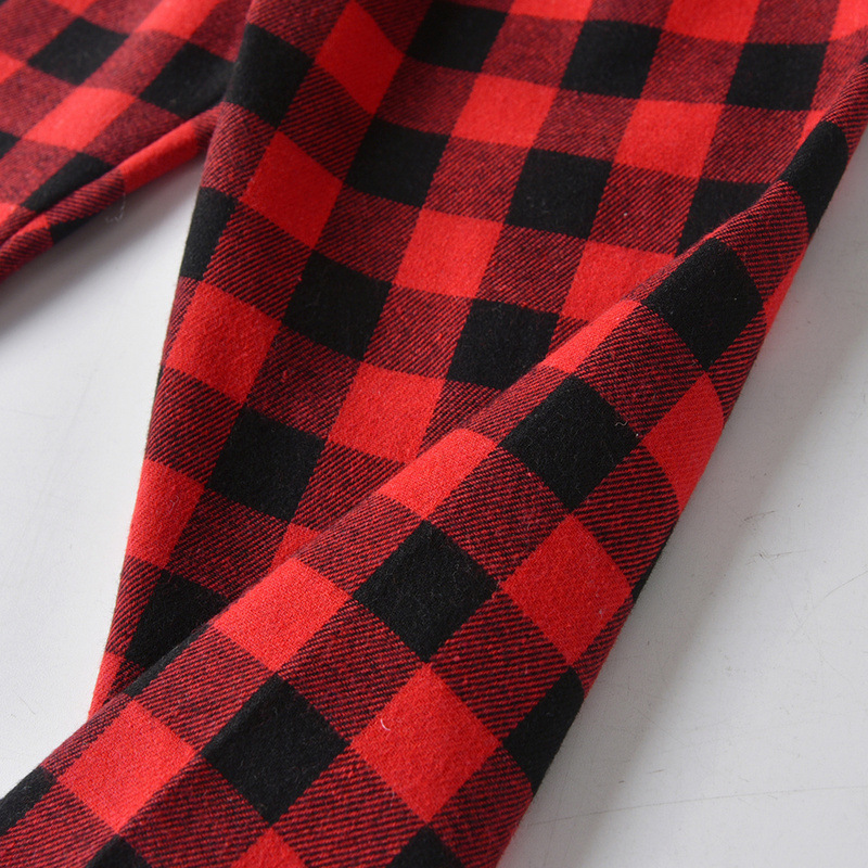 Autumn And Winter Homewear Children's Spring And Autumn Lapel Single-breasted Plaid Long-sleeved Pajamas Set_voghion.com