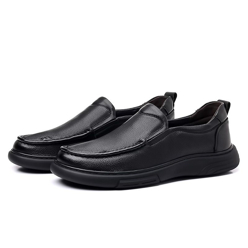 Lässige runde Zehenpartie, Frühlingsschuhe für Herren aus Leder, rutschfest, ein Fuß, Halbschuhe, Zehenschicht, Rindsleder, Papas Schuhe_voghion.com
