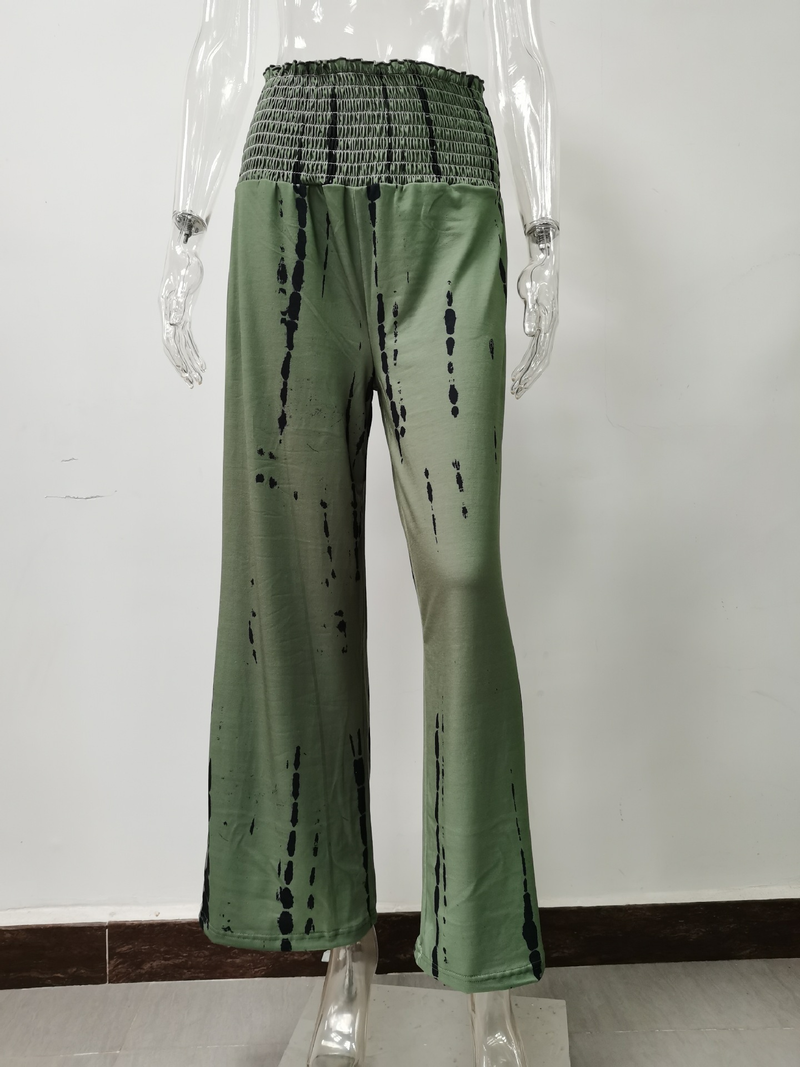 Pantaloni nuovi da donna Pantaloni larghi a gamba larga con tasca elastica stampata moda estiva_voghion.com