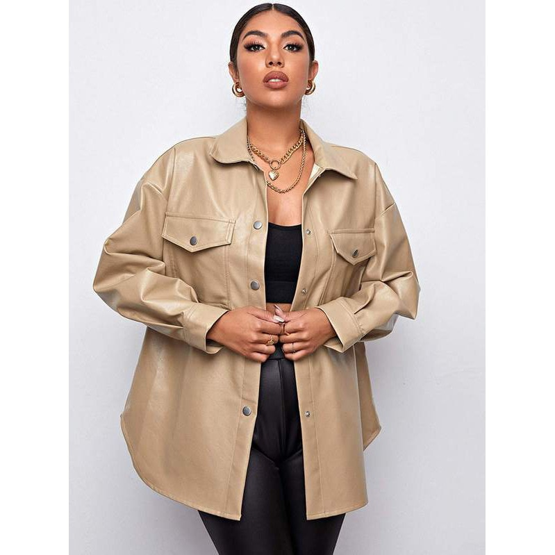 Winter Black Leather Jacket Women Winter Long Women's Moto Biker Zipper Jacket Streetwear Haruku Y2K Loose Women's Coat_voghion.com
