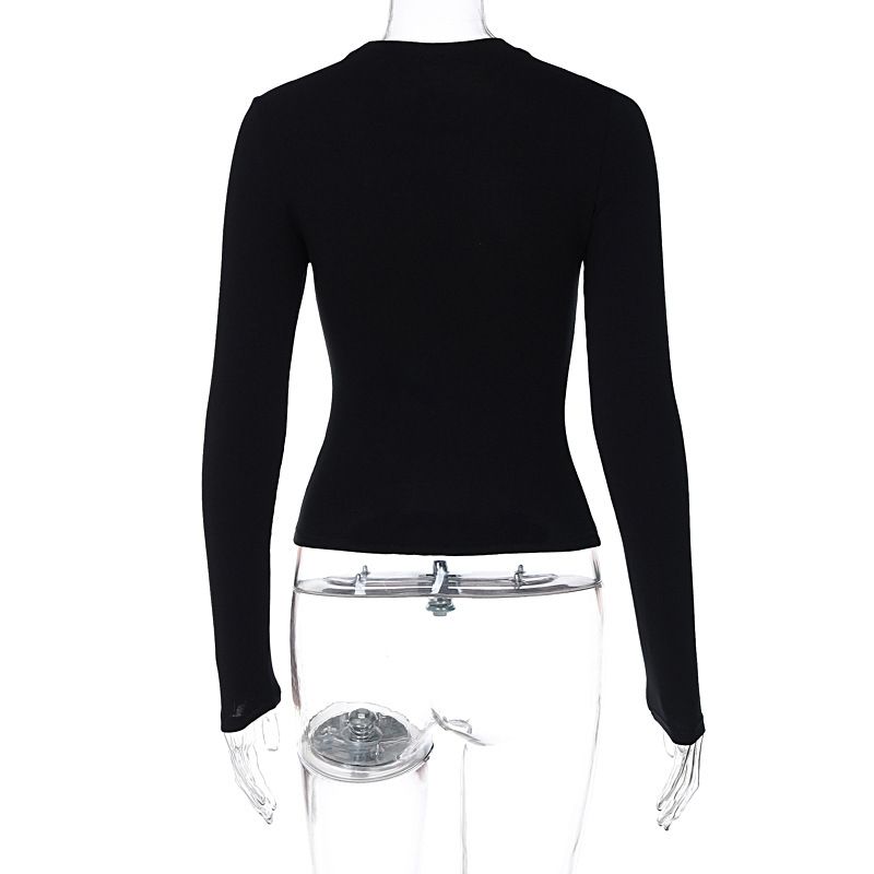 Damen Herbst Winter Neues modisches und personalisiertes Druckdesign, Spicy Girl Style Rundhals Langarm Slim Fit_voghion.com