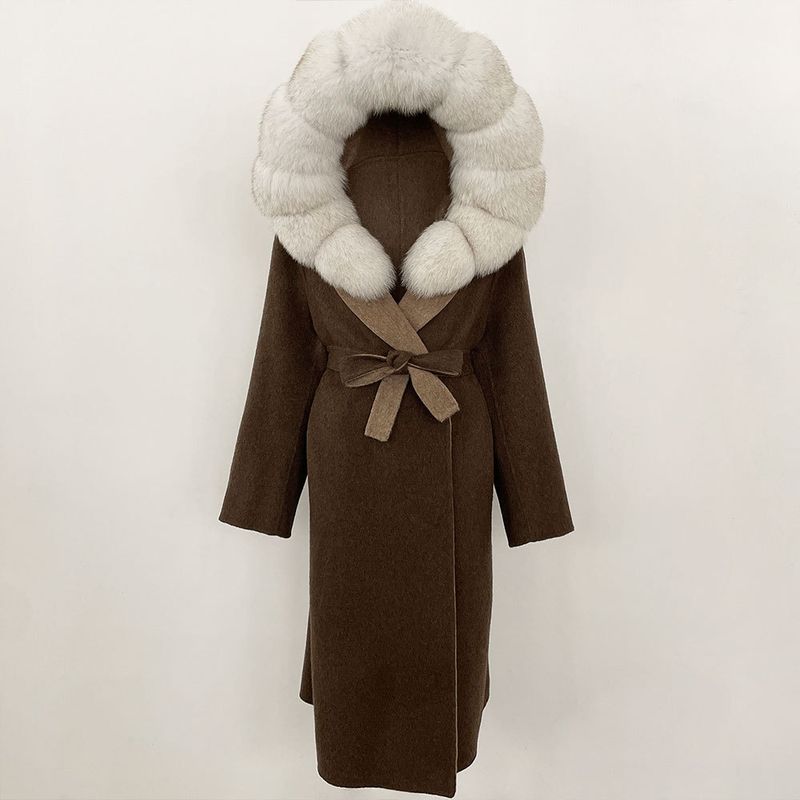 Vêtements pour femmes automne et hiver manteau en laine noir de style Hepburn français pour femmes automne et hiver manteau en laine haut de gamme taille haute et long_voghion.com