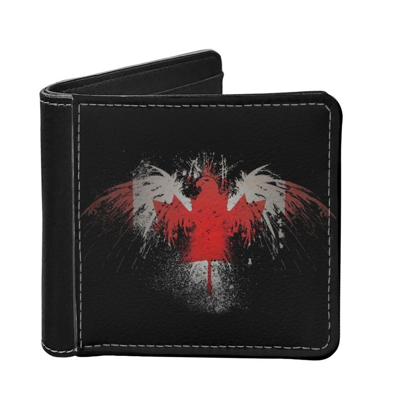 Canada Flag Eagle Digital Print Men's Foldable Clutch Wallet_voghion.com