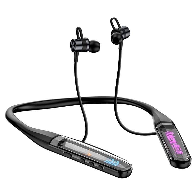 Auricolari sportivi unisex con fascia da collo e display a cristalli liquidi Bluetooth senza fili e batteria a lunga durata_voghion.com