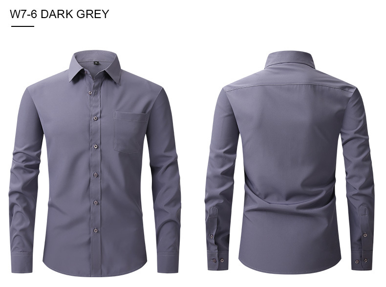 Camicia elasticizzata su quattro lati, da uomo, stile business casual, a maniche lunghe, camicia professionale da uomo_voghion.com