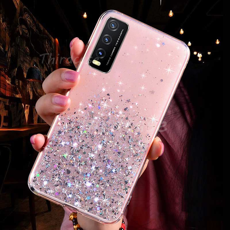 Bling Glitter smūgiams atsparus dangtelis, skirtas Vivo Y12S Y11S Y21S Capa minkštiems blizgučiams silikono dėklui Vivo Y20i Y20A Y20T Y31 Y33S Y20S_voghion.com