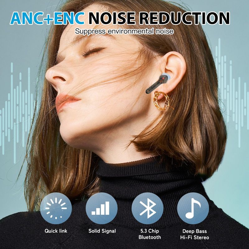 ANC + ENC Dual-mark Active Noise Reduction Wireless TWS Bluetooth 5.3 In-ear Headset_voghion.com