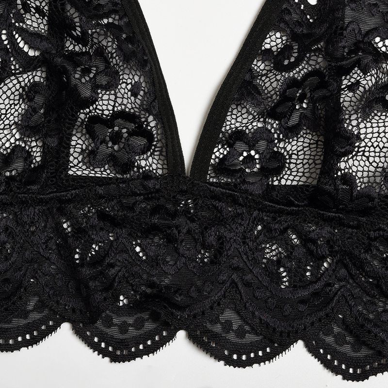 Women's Intimates New Bow Deep V Jacquard Two Piece Sexy Lingerie_voghion.com