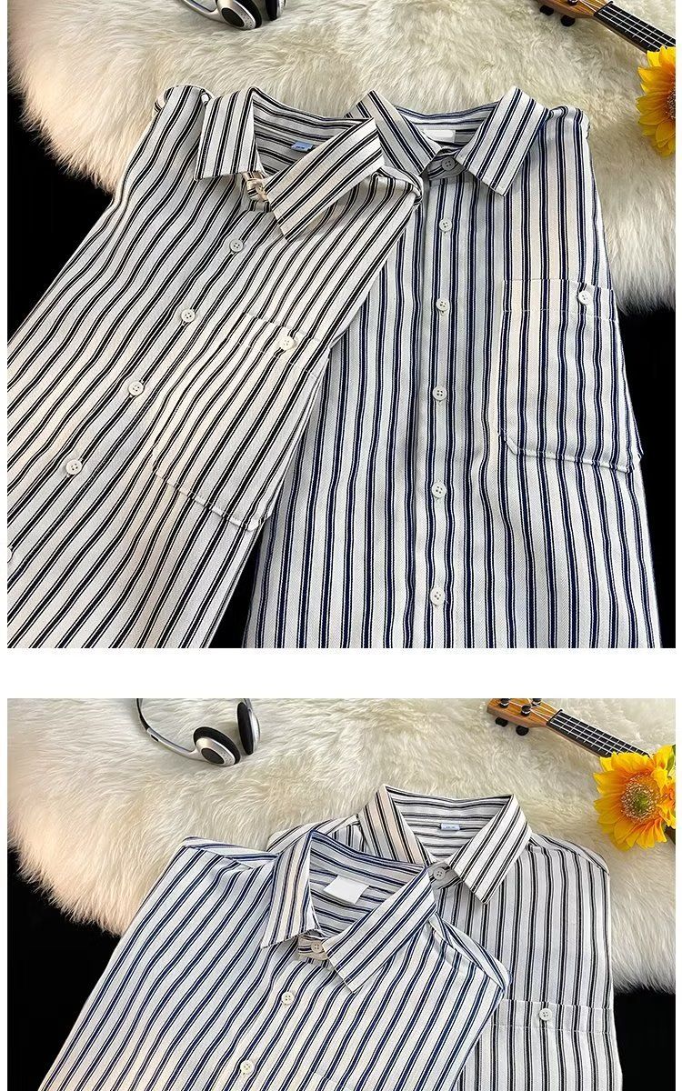 Tokyo Ghostlines – Oversized Vertical Stripe Shirt (Unisex V-Neck For Late-Night Ramen & Underground Zine Swaps)_voghion.com