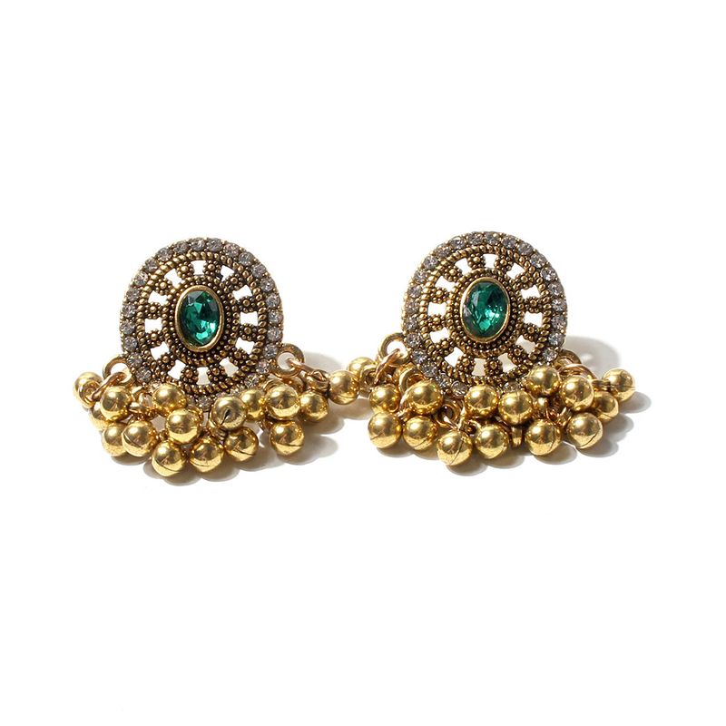 Orecchini unisex in lega con strass rotondi retrò, semplici, in stile indiano, per donna_voghion.com