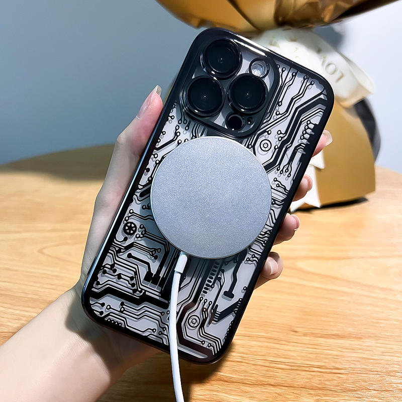 Luxury Mechanical For Magsafe Plating Clear Case For iPhone 14 13 12 11 Pro Max Plus Transparent Lens Protector Silicone Cover_voghion.com