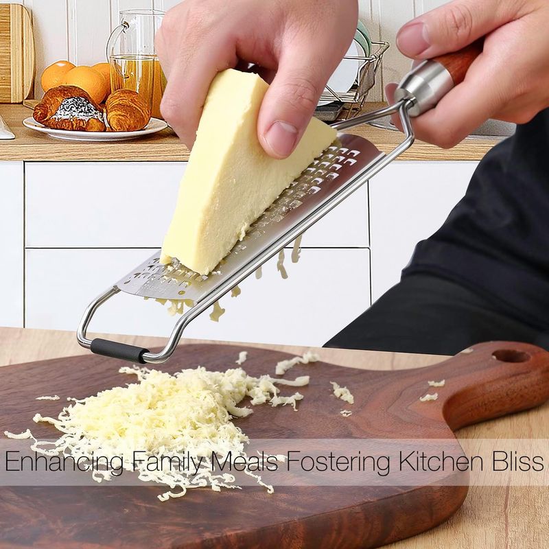 Professional Grade Lemon Extra Coarse Blades, Heavy Duty Cheese/Vegetable Grater, Solid Wood Handle Design -_voghion.com