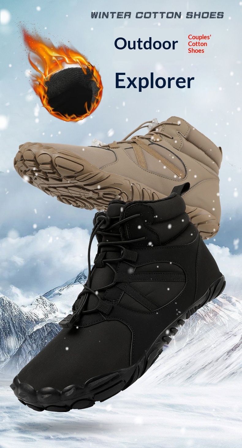 Glide Winter-Schneestiefel für Herren, Wander- und Kletterschuhe für Herren, fleecegefüttert, dick gepolstert, mit fünf Zehen, wasserdicht, rutschfest,_voghion.com